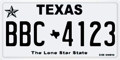 TX license plate BBC4123