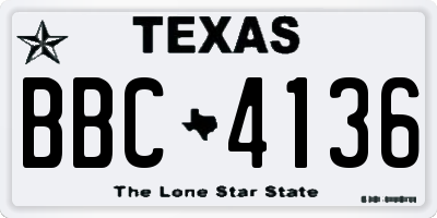 TX license plate BBC4136