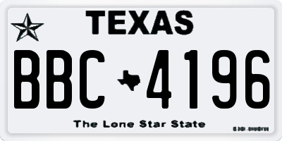 TX license plate BBC4196