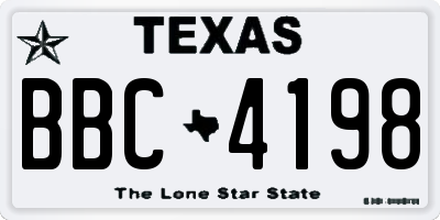 TX license plate BBC4198
