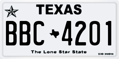 TX license plate BBC4201