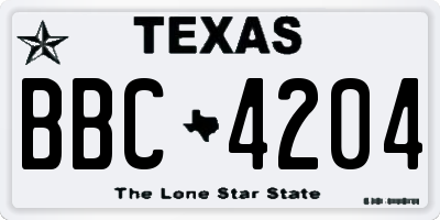 TX license plate BBC4204