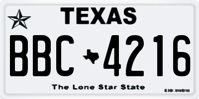 TX license plate BBC4216