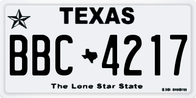 TX license plate BBC4217