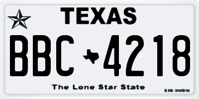 TX license plate BBC4218
