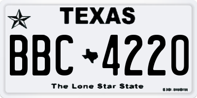 TX license plate BBC4220