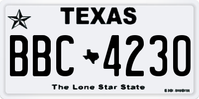 TX license plate BBC4230
