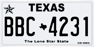 TX license plate BBC4231