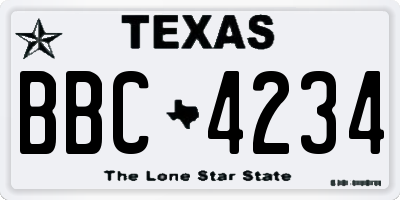 TX license plate BBC4234