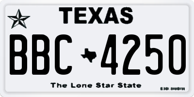 TX license plate BBC4250
