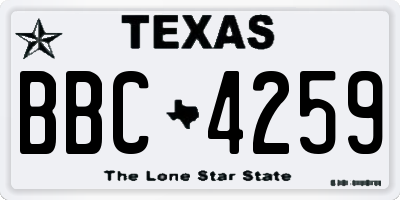 TX license plate BBC4259