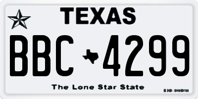 TX license plate BBC4299