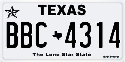 TX license plate BBC4314