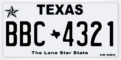 TX license plate BBC4321