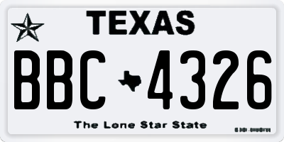 TX license plate BBC4326