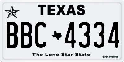 TX license plate BBC4334