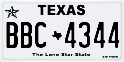 TX license plate BBC4344