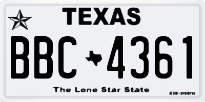 TX license plate BBC4361