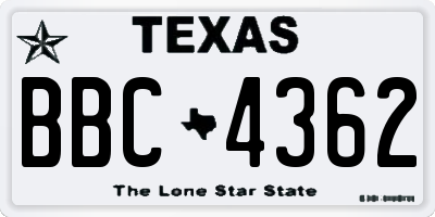 TX license plate BBC4362