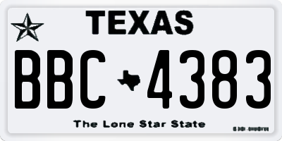 TX license plate BBC4383