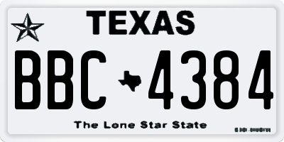 TX license plate BBC4384