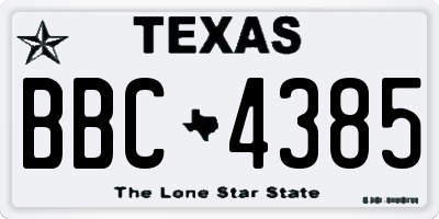 TX license plate BBC4385