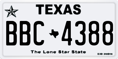 TX license plate BBC4388