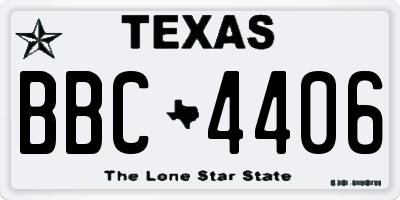 TX license plate BBC4406