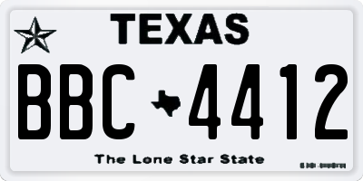 TX license plate BBC4412