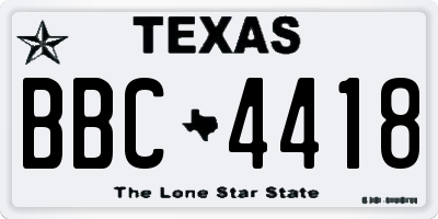 TX license plate BBC4418