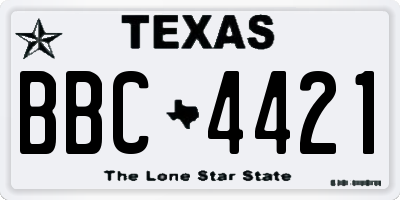 TX license plate BBC4421