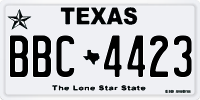 TX license plate BBC4423