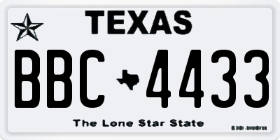 TX license plate BBC4433