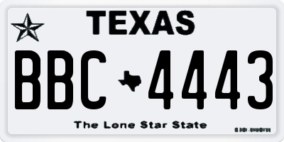 TX license plate BBC4443