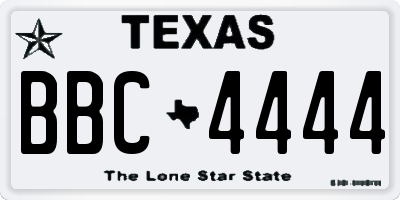 TX license plate BBC4444