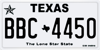 TX license plate BBC4450