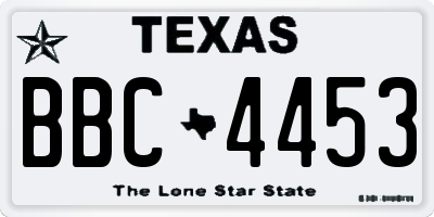 TX license plate BBC4453