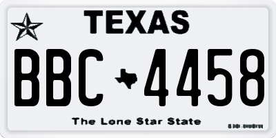 TX license plate BBC4458