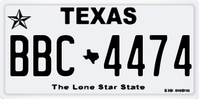 TX license plate BBC4474