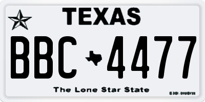 TX license plate BBC4477