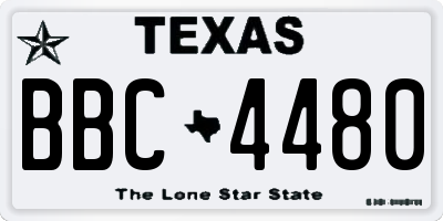 TX license plate BBC4480