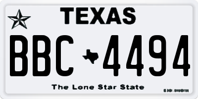 TX license plate BBC4494