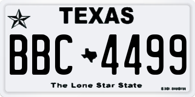 TX license plate BBC4499