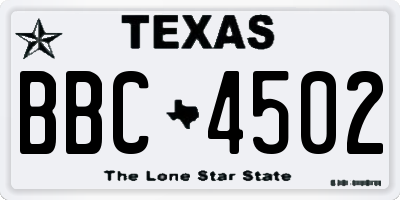 TX license plate BBC4502