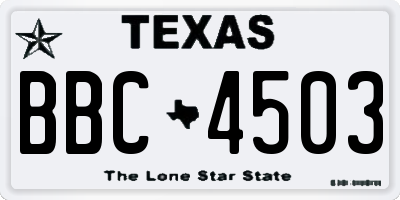 TX license plate BBC4503