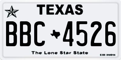 TX license plate BBC4526