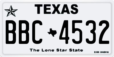 TX license plate BBC4532