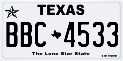 TX license plate BBC4533