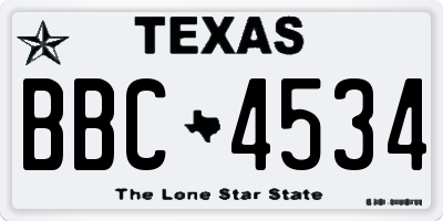 TX license plate BBC4534