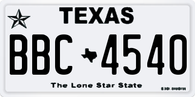 TX license plate BBC4540